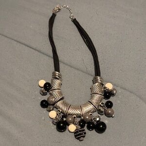 Jules Silver and Black Necklace, 18” with 3” extender